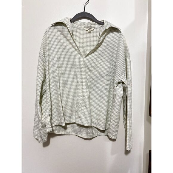 Max Studio Tops - Max Studio London Green Plaid Popover Blouse Relaxed Fit Long Sleeve Women’s XS